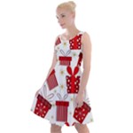 Christmas Texture, Pattern, Red, Craciun, Christmas, Bow, Gift Knee Length Skater Dress