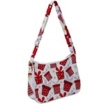 Christmas Texture, Pattern, Red, Craciun, Christmas, Bow, Gift Zip Up Shoulder Bag