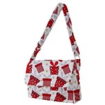 Christmas Texture, Pattern, Red, Craciun, Christmas, Bow, Gift Full Print Messenger Bag (M)