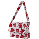 Christmas Texture, Pattern, Red, Craciun, Christmas, Bow, Gift Full Print Messenger Bag (L)