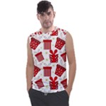 Christmas Texture, Pattern, Red, Craciun, Christmas, Bow, Gift Men s Regular Tank Top