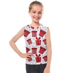 Christmas Texture, Pattern, Red, Craciun, Christmas, Bow, Gift Kids  Mesh Tank Top