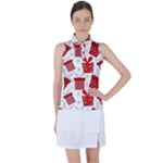 Christmas Texture, Pattern, Red, Craciun, Christmas, Bow, Gift Women s Sleeveless Polo T-Shirt