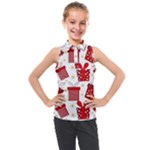 Christmas Texture, Pattern, Red, Craciun, Christmas, Bow, Gift Kids  Sleeveless Polo T-Shirt