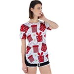 Christmas Texture, Pattern, Red, Craciun, Christmas, Bow, Gift Perpetual Short Sleeve T-Shirt