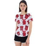 Christmas Texture, Pattern, Red, Craciun, Christmas, Bow, Gift Back Cut Out Sport T-Shirt