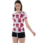 Christmas Texture, Pattern, Red, Craciun, Christmas, Bow, Gift Back Circle Cutout Sports T-Shirt