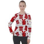 Christmas Texture, Pattern, Red, Craciun, Christmas, Bow, Gift Women s Pique Long Sleeve T-Shirt