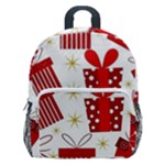 Christmas Texture, Pattern, Red, Craciun, Christmas, Bow, Gift Kids  Age 5-10 Lightweight School Backpack with Side Pockets