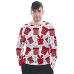 Christmas Texture, Pattern, Red, Craciun, Christmas, Bow, Gift Men s Long Sleeve Raglan T-Shirt