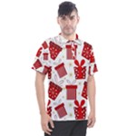 Christmas Texture, Pattern, Red, Craciun, Christmas, Bow, Gift Men s Polo T-Shirt