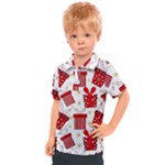 Christmas Texture, Pattern, Red, Craciun, Christmas, Bow, Gift Kids  Polo T-Shirt