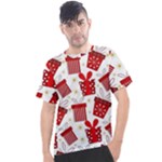 Christmas Texture, Pattern, Red, Craciun, Christmas, Bow, Gift Men s Sport Top