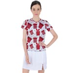 Christmas Texture, Pattern, Red, Craciun, Christmas, Bow, Gift Women s Sports Top