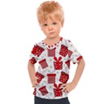 Christmas Texture, Pattern, Red, Craciun, Christmas, Bow, Gift Kids  Sports T-Shirt