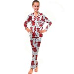 Christmas Texture, Pattern, Red, Craciun, Christmas, Bow, Gift Kids  Satin Long Sleeve Pajamas Set