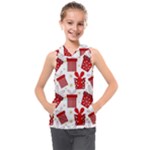 Christmas Texture, Pattern, Red, Craciun, Christmas, Bow, Gift Kids  Sleeveless Hoodie