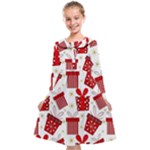 Christmas Texture, Pattern, Red, Craciun, Christmas, Bow, Gift Kids  Midi Sailor Dress