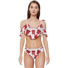 Ruffle Edge Tie Up Bikini Set	 