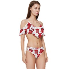 Ruffle Edge Tie Up Bikini Set	 