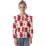 Christmas Texture, Pattern, Red, Craciun, Christmas, Bow, Gift Kids  Peter Pan Collar Blouse