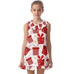 Christmas Texture, Pattern, Red, Craciun, Christmas, Bow, Gift Kids  Pilgrim Collar Ruffle Hem Dress