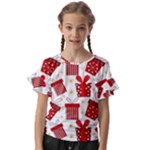 Christmas Texture, Pattern, Red, Craciun, Christmas, Bow, Gift Kids  Cut Out Flutter Sleeves