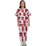 Christmas Texture, Pattern, Red, Craciun, Christmas, Bow, Gift Kids  T-Shirt and Pants Sports Set