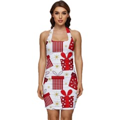 Sleeveless Wide Square Neckline Ruched Bodycon Dress 