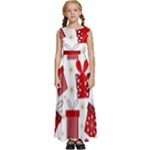 Christmas Texture, Pattern, Red, Craciun, Christmas, Bow, Gift Kids  Satin Sleeveless Maxi Dress