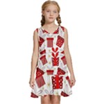 Christmas Texture, Pattern, Red, Craciun, Christmas, Bow, Gift Kids  Sleeveless Tiered Mini Dress