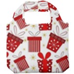 Christmas Texture, Pattern, Red, Craciun, Christmas, Bow, Gift Foldable Grocery Recycle Bag