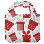 Christmas Texture, Pattern, Red, Craciun, Christmas, Bow, Gift Premium Foldable Grocery Recycle Bag