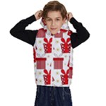 Christmas Texture, Pattern, Red, Craciun, Christmas, Bow, Gift Kids  Stylish Hooded Puffer Vest