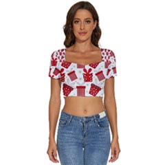 Short Sleeve Square Neckline Crop Top  