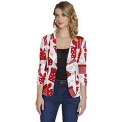 Women s One-Button 3/4 Sleeve Short Jacket 