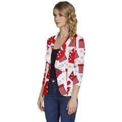 Women s One-Button 3/4 Sleeve Short Jacket 