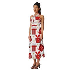 Sleeveless Cross Front Cocktail Midi Chiffon Dress 