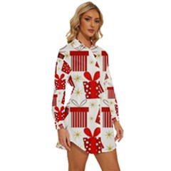 Womens Long Sleeve Shirt Dress 