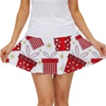 Christmas Texture, Pattern, Red, Craciun, Christmas, Bow, Gift Women s Skort