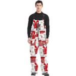 Christmas Texture, Pattern, Red, Craciun, Christmas, Bow, Gift Men s Front Zip Ski And Snowboard Bib Pants