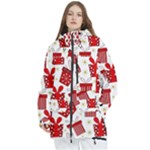 Christmas Texture, Pattern, Red, Craciun, Christmas, Bow, Gift Women s Multi Pockets Zip Ski and Snowboard Waterproof Breathable Jacket