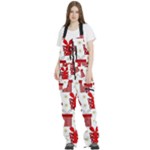 Christmas Texture, Pattern, Red, Craciun, Christmas, Bow, Gift Women s Front Zip Ski And Snowboard Bib Pants