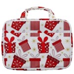 Christmas Texture, Pattern, Red, Craciun, Christmas, Bow, Gift Travel Toiletry Bag With Hanging Hook