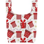 Christmas Texture, Pattern, Red, Craciun, Christmas, Bow, Gift Foldable Shopping Bag