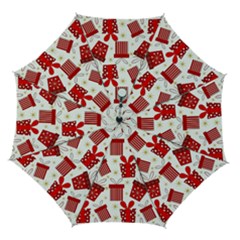 Christmas Texture, Pattern, Red, Craciun, Christmas, Bow, Gift Automatic Folding Umbrella with Case (Medium) from ArtsNow.com