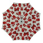 Christmas Texture, Pattern, Red, Craciun, Christmas, Bow, Gift Automatic Folding Umbrella with Case (Medium)