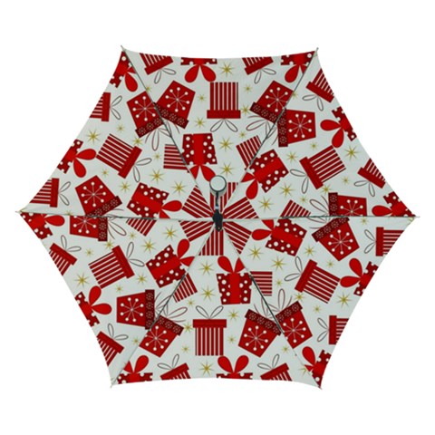 Christmas Texture, Pattern, Red, Craciun, Christmas, Bow, Gift Automatic Folding Umbrella with Case (Small) from ArtsNow.com