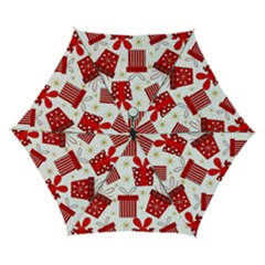 Christmas Texture, Pattern, Red, Craciun, Christmas, Bow, Gift Automatic Folding Umbrella with Case (Small) from ArtsNow.com