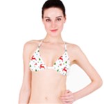 Christmas Texture, Pattern, Red, Craciun, Christmas, Snowflake, Classic Bikini Top